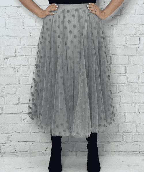 Grey Polka Dot Tulle Skirt